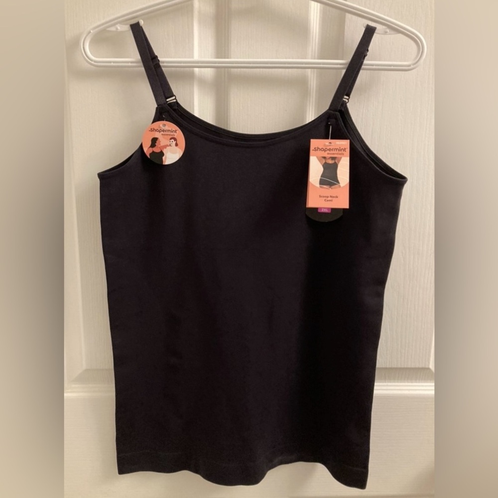 NEW Shapermint shapewear cami scoop neck tank with adjustable straps in black